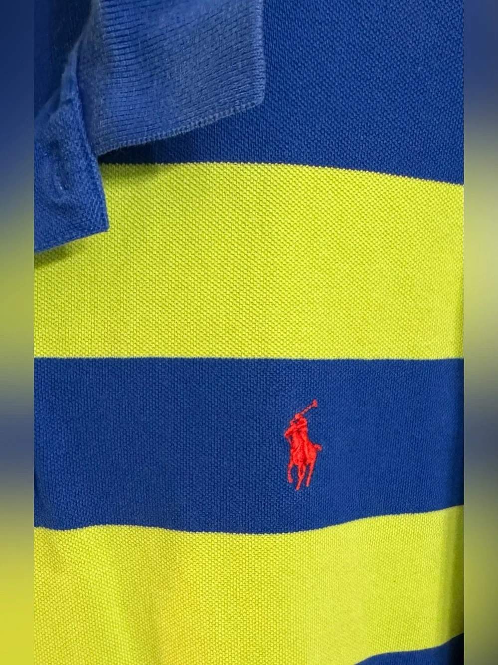 Vintage Polo By Ralph Lauren Men’s Short Sleeve Striped Polo Shirt! Size XL.